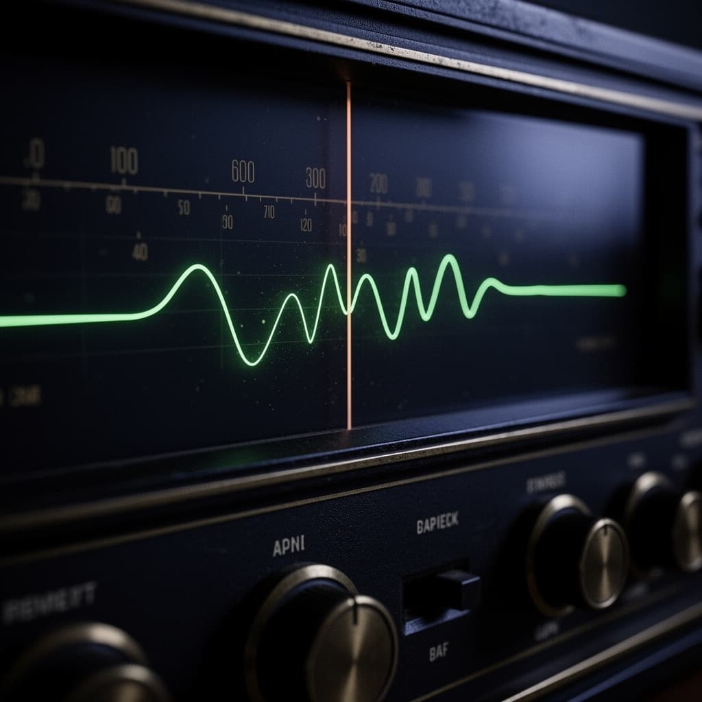 Abstract analogue signal equipment used as atmospheric artwork for observation logs and audio records.