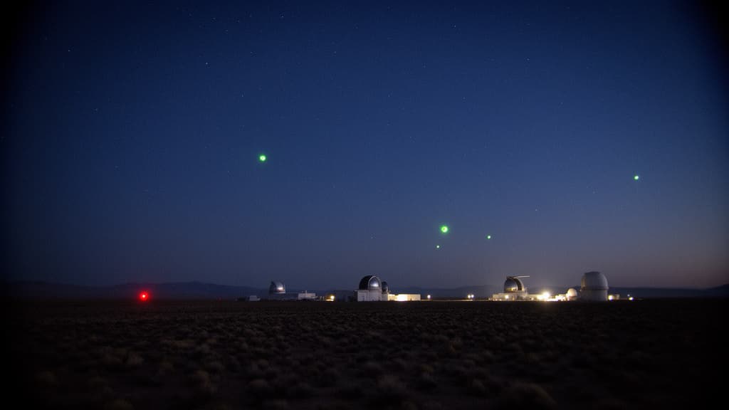 Night observatory landscape used as atmospheric artwork for unexplained aerial observations.
